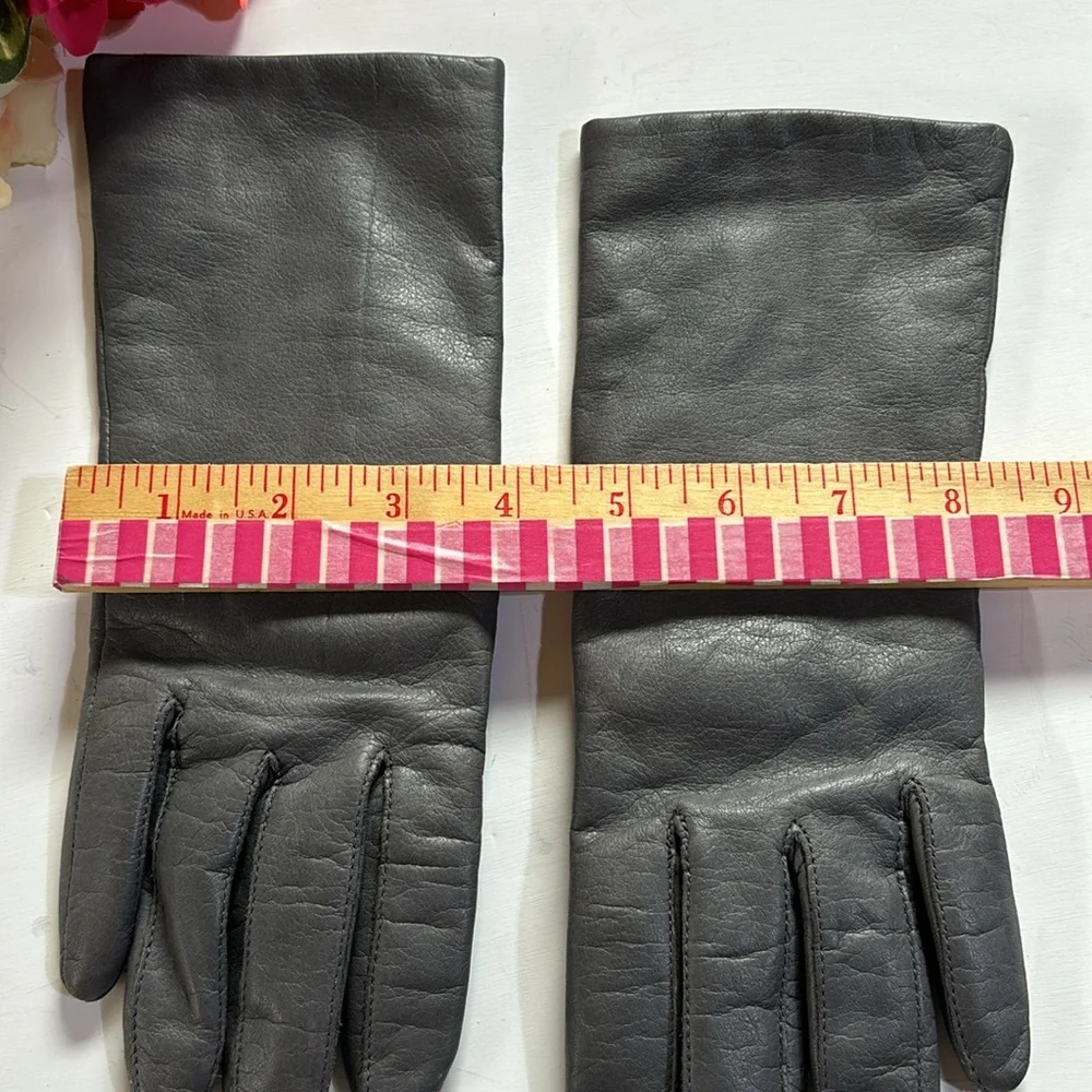 Fownes Women's Genuine Gray Leather Gloves Acrylic Lined - SIZE: 7 vintage
